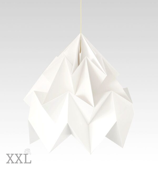 Moth XXL gevouwen papieren origami lamp wit