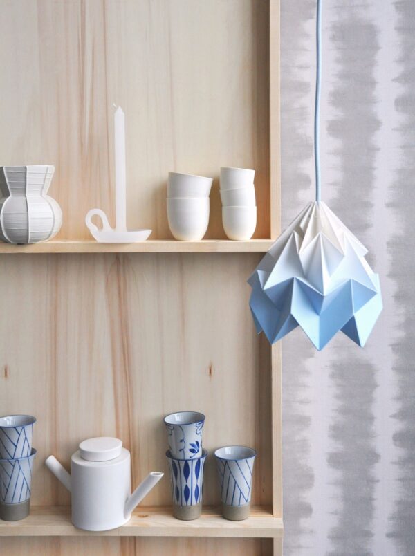 Moth origami lamp gradient blue by Studio Snowpuppe