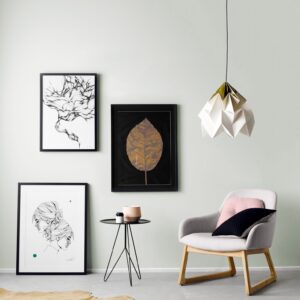 Origami design lamp gold and white Moth XL